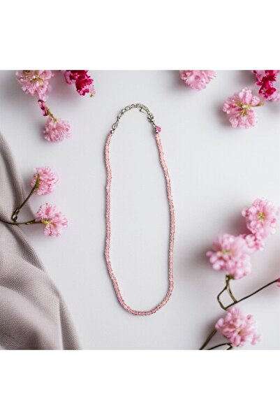 AURA STONE Pembe Kuvars Doğal Taş 4mm Kolye