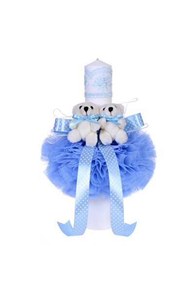 BebeNou Λαμπάδα Βάπτισης Αγόρι Μπλε Διακόσμηση 2 Αρκουδάκια Denikos® 50