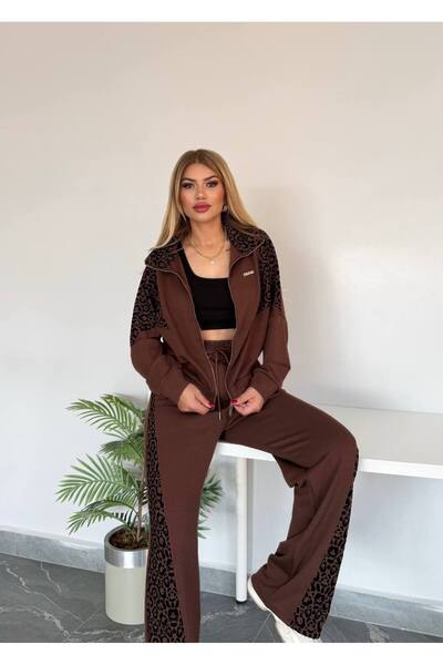 Bella Belluci Leopard Patterned Zippered High Waist Stretchy Suit