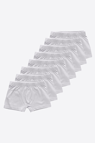 Malabadi Boy's White 8-Pack Cotton Elastane Boxer 8m209