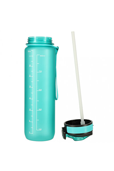 Ikonka Graduated water bottle for sports green, capacity 1L