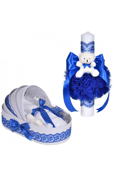 BebeNou Σετ λαμπάδας βάπτισης Denikos® C1100 & βερνίκι νυχιών για αγόρια