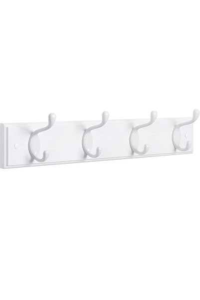 SONGMICS Suport de perete cu 4 cârlige duble metalice, MDF, montare pe perete...