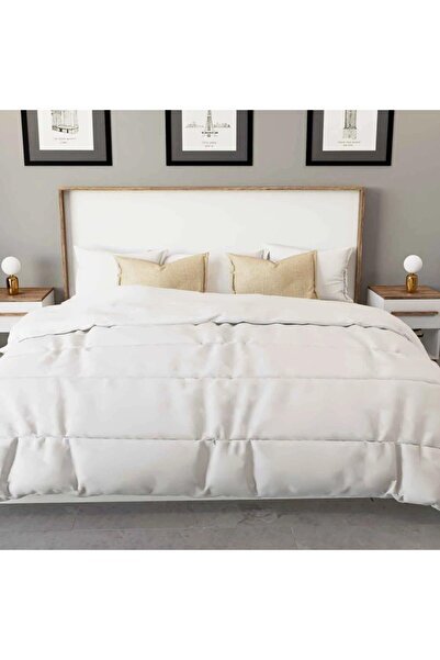 Stylish Home White and brown double bed, king size, with 2 nightstands - BD03