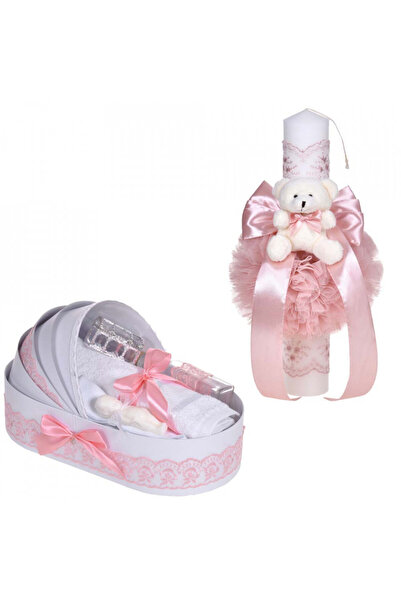 BebeNou Σετ λαμπάδας και λούτρινου υφάσματος Denikos® C1107 για κορίτσια