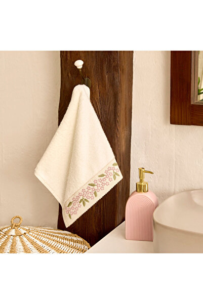 Karaca Home Artisan Arke %100 Pamuk Nakışlı El Havlusu Ekru 30x50 cm