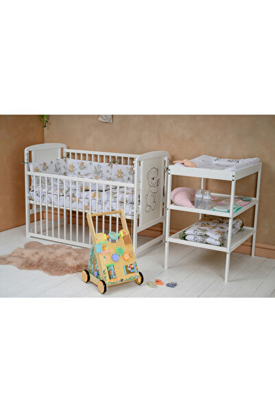 Babyneeds Patut din lemn de pin Timmi 120x60 cm + Saltea 8 cm - Masuta de sch...
