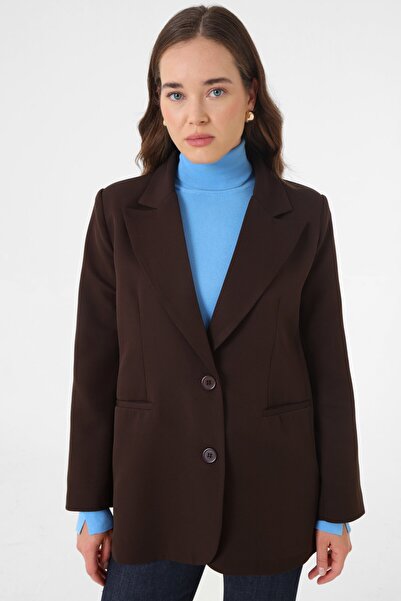 Refka Μπλέιζερ με διπλό κουμπί και επένδυση - Καφέ ανακριβής -