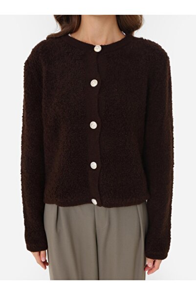 Refka Ζακέτα πλεκτή με μαλακή υφή με λεπτομέρεια με κουμπιά - Καφέ -