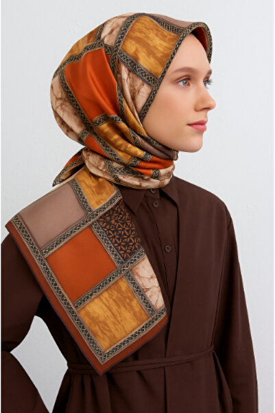 Vissona Tivil Silk Scarf 51164 Orange Batik Pattern
