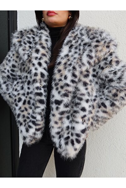 ESRAHELVACI Shawl Collar Leopard Fur