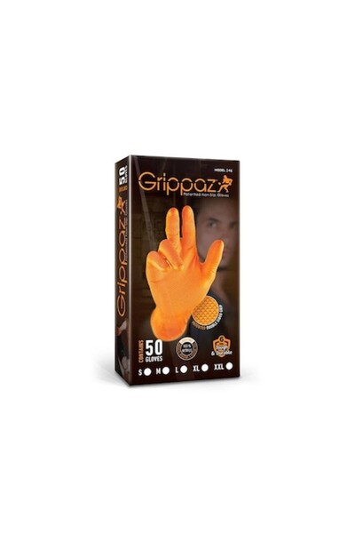 GRİPPAZ Set 246 mănuși nitril portocalii, 50 buc/cutie, 0,15 mm, L