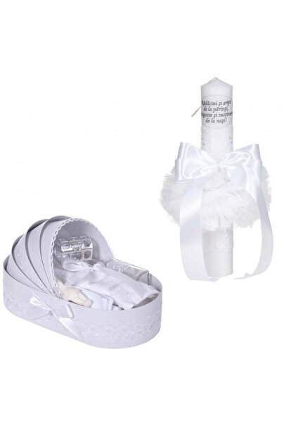 BebeNou Σετ λαμπάδων βάπτισης unisex με Δαντέλα Denikos® C1060