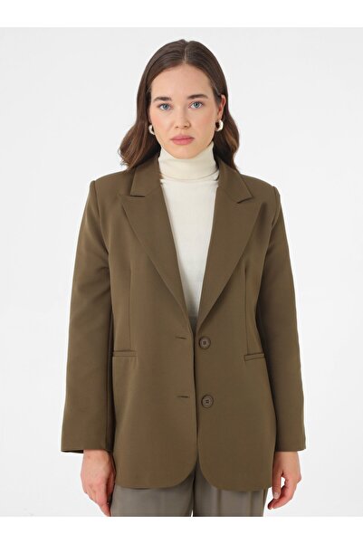 Refka Çift Düğmeli Astarlı Blazer Ceket- Haki -
