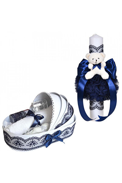 BebeNou Σετ Βάπτισης Denikos C1102 & Λαμπάδα με Αρκουδάκι για Αγόρια