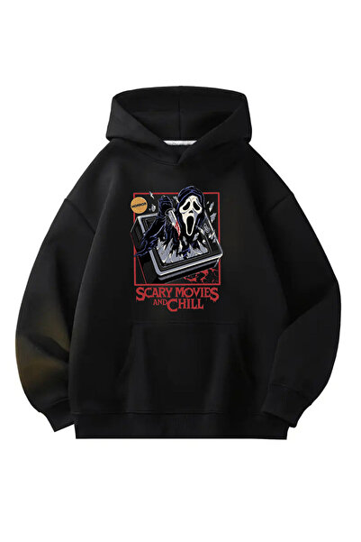 Le Savu سترة رياضية من نوع Horror Chill مطبوع Kangaroo Pocket بغطاء رأس باللو...