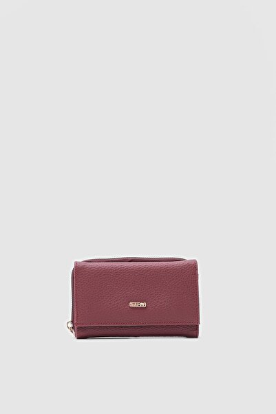 OLLBAG Maloni Burgundy Soft Wallet with Pompom Detail