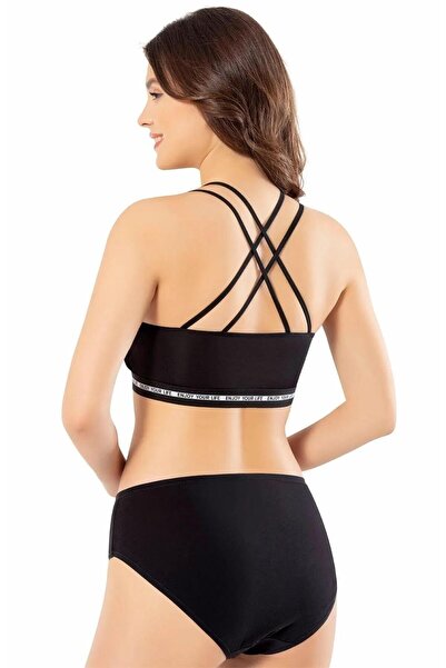 irem içgiyim Kota 6397 Dalgıç Fabric Cross Stringed Padded Bustier