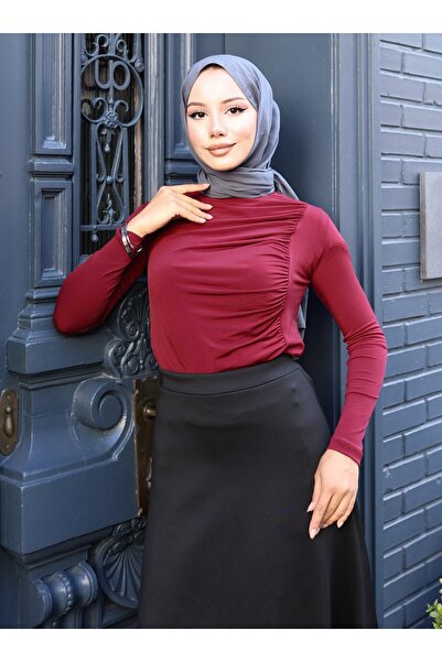 VAV Smocked Blouse - Burgundy -