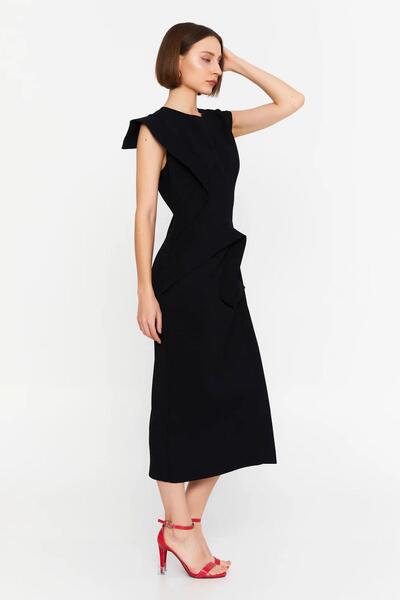 KAMEYA VOLANLI MİDİ ELBİSE 26W40809