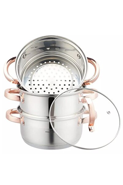 Klausberg Set of 4 pieces, steamer pot, stainless steel, diameter 18 cm, capacity 2.5 liters,