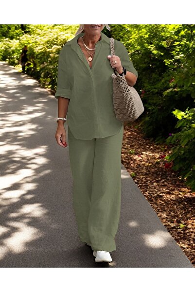 Sacrosa Gömlek Pantolon Yazlık Rahat Keten Takım