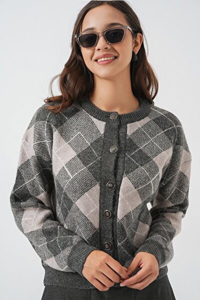 Hiccup BDART Düğmeli Baklava Desenli Triko Hırka