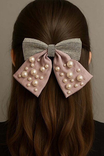 TAKIŞTIR Lilac Color Ribbon Figured Pearl and Stone Detailed Automatic Buckle