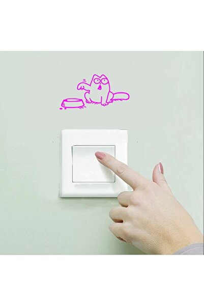 Oracal 651 Decorative wall, car and window sticker, Cat with bowl, 19cm, pink