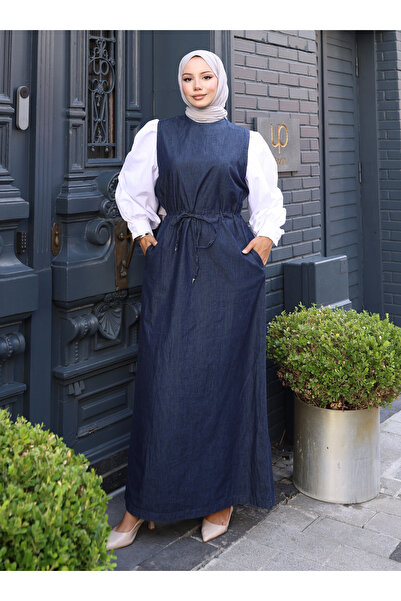 VAV ΦΟΡΕΜΑ ΤΖΙΝ ΜΕ ΠΟΠΛΙΝΟ ΣΤΟΥΡΕΜΑ - Ναυτικό Μπλε -