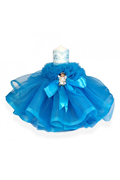 BebeNou Τυρκουάζ Λαμπάδα Βάπτισης για Αγόρι με Φιόγκο & Άγγελο