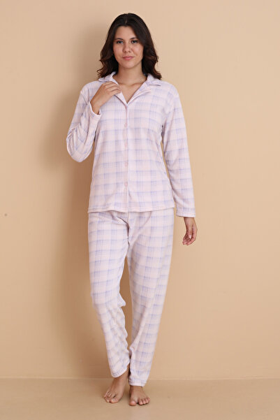 Wordex Fwn 1604 Buttoned Fleece Winter Women's Pajama Set