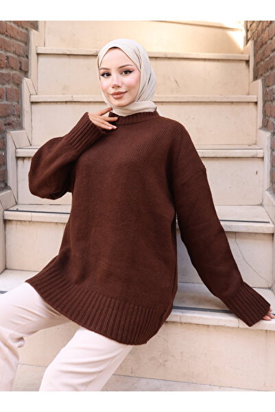 VAV Wide Sleeve Soft Sweater - Brown -