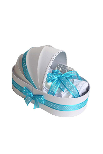 BebeNou Set complet de botez în cutie leagăn turcoaz pentru băieți Denikos®