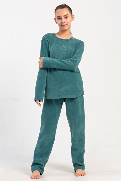 VİENETTA Κοριτσίστικο Πράσινο Σετ Πιτζάμες Μακρυμάνικο Fleece C4T0N0205