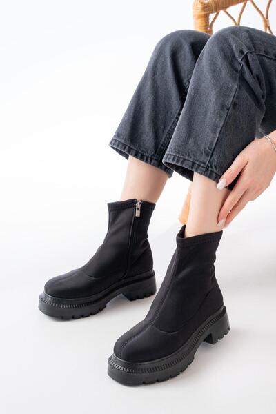 Aymood 236-2011 Black Diver Zippered Daily Women's Boots