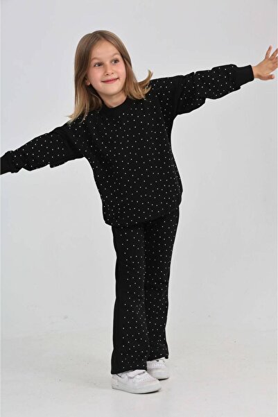 ÖRZİKİDS Seasonal Stone-Printed 2-String Girls' Tracksuit Set, Ages 3-10