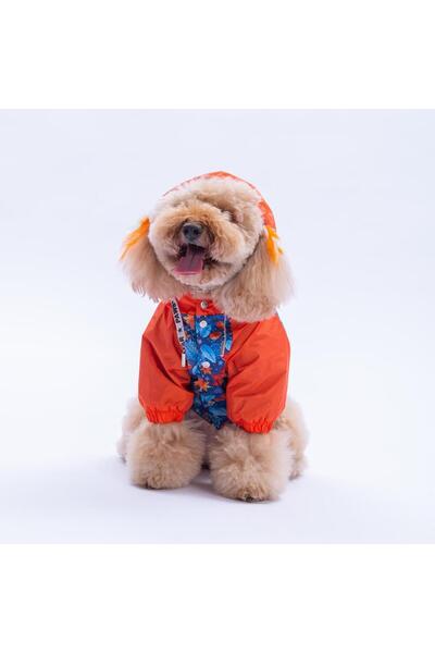 Pawstar Amsterdam Fall Orange Leaf Pattern Dog Coat Dog Raincoat Dog Outfit D...