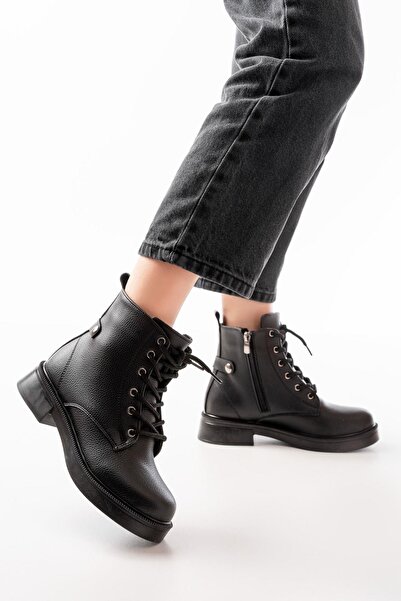 Aymood 02-2003 Black Galata Lace-Up Zippered Daily Women's Boots