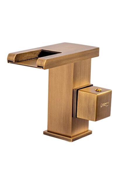 Trendy's Μπαταρία νιπτήρα, εγκατάσταση νιπτήρα μπάνιου, τύπου καταρράκτη, με LED, αντίκα μπρούντζος