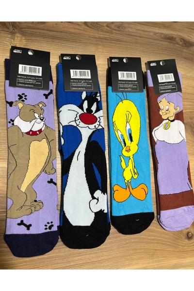 İstanbul Çorap Unisex Printed Design Socks Set of 4