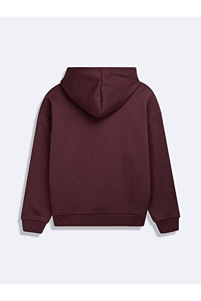 Ltb Uzun Kollu Slogan Baskılı Kapüşonlu Sweatshırt
