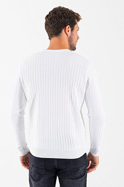 JB John Borners Чоловічий велосипедний светр з коміром та шнурком, білий - K-2602