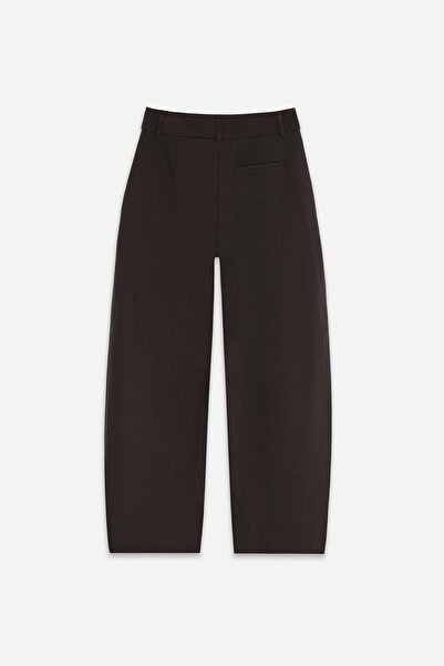 Thalure Kadın Kahverengi Derin Pileli Varil Pantolon