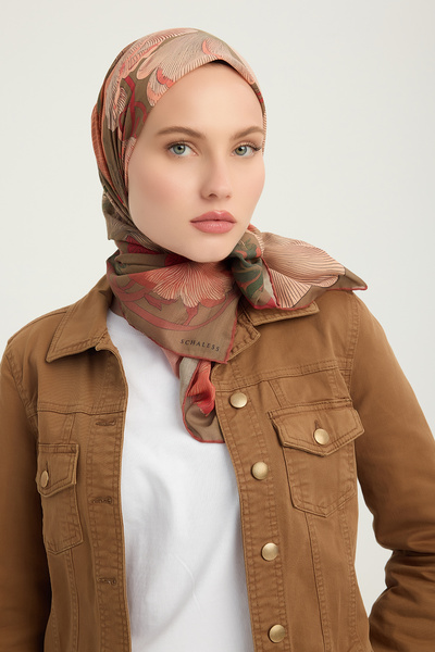 ipekistanbul وشاح إيفيليا منقوش - حديقة المرجان - أحمر كلاريت