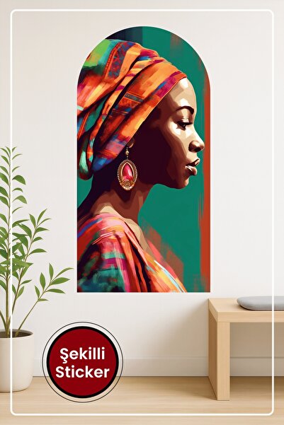 KOSS Dijital Autocolant de perete în formă ovală cu portret de femeie cu tema...