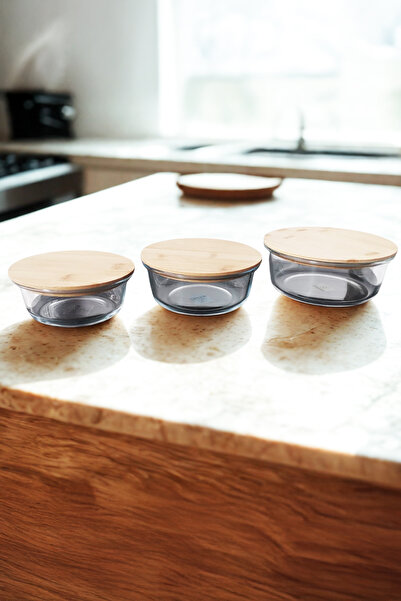 Home Selora Cam 3’lü Saklama Kabı Seti Bambu Kapaklı 400 ml – 620 ml – 950 ml