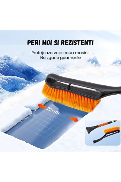 OEM Telescopic Car Snow Brush & Ice Scraper 2-in-1, Detachable Scraper, Non-slip Handle, Orange