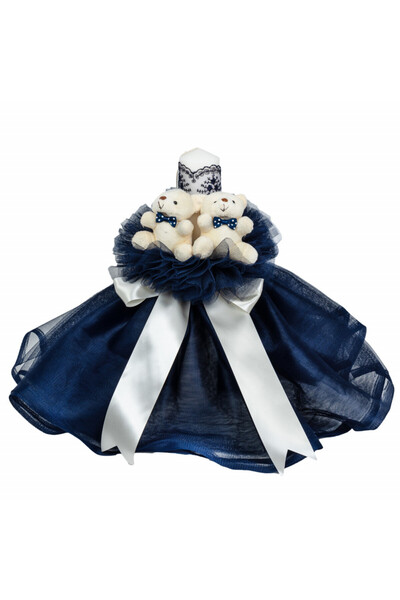 BebeNou Λαμπάδα Βάπτισης Denikos® σε Μπλε Σκούρο Μπλε με Αρκουδάκια