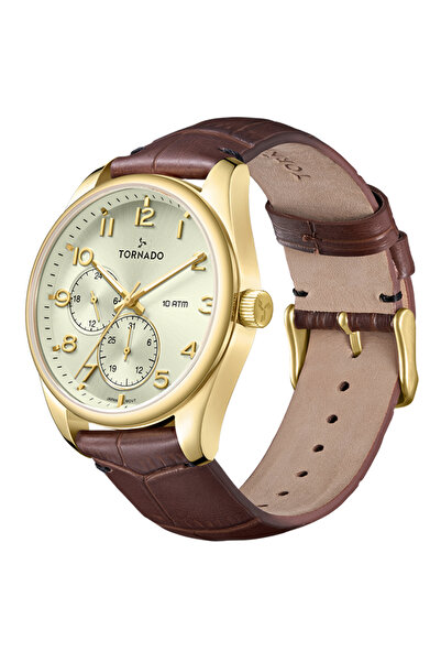 Tornado CELESTIA CLASSIC Men's Multi Function Beige Dial Watch - T25102-GLDC